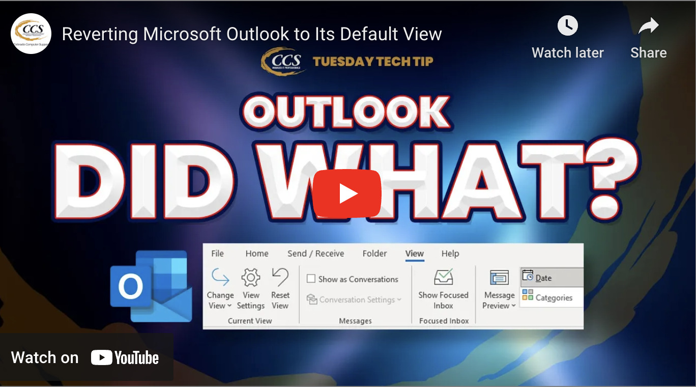 Reset Microsoft Outlook To Default View CCS